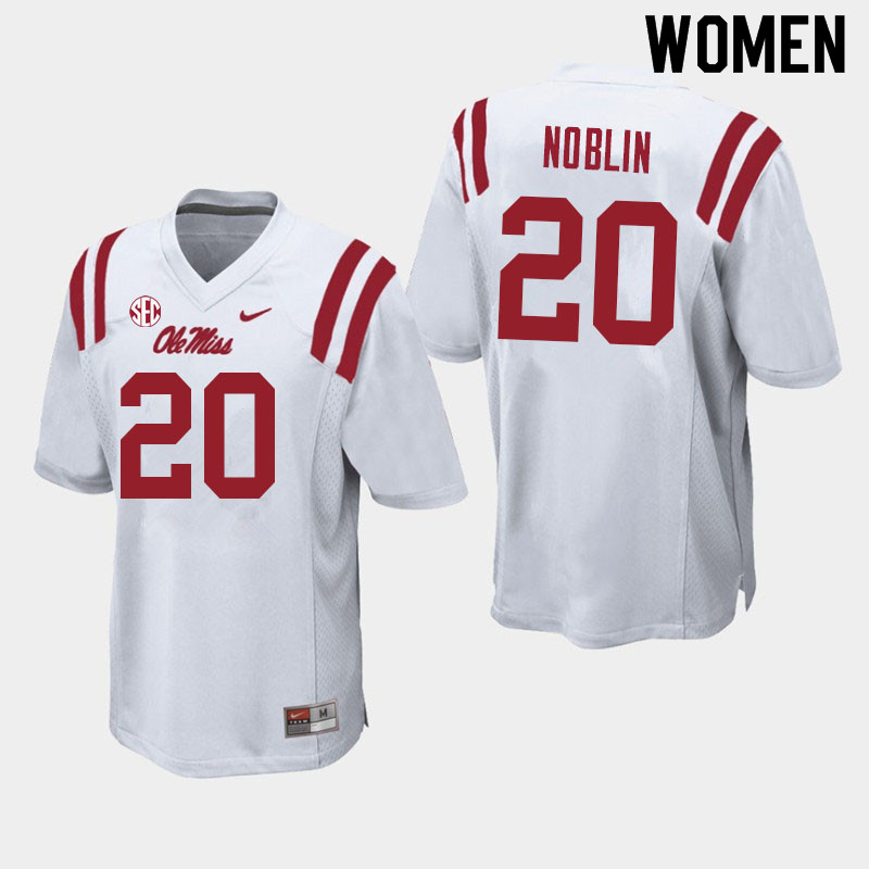Women #20 Blake Noblin Ole Miss Rebels College Football Jerseys Sale-White - Click Image to Close